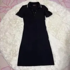 MONCLER ブラック ポロワンピース 半袖