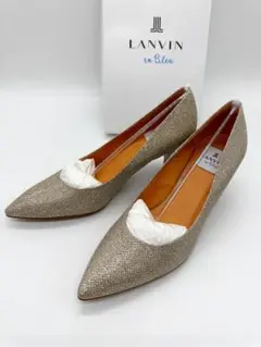 新品 ランバン ポインテッドトゥ ビジュー パンプス 23cm