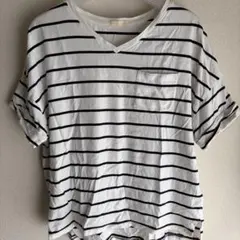 ボーダー Tシャツ Vネック Fサイズ レディース