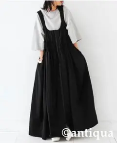 antiqua サロペットワンピース　ブラック