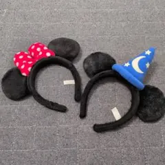 ディズニーリゾート　ミニーマウスとミッキーマウス　カチューシャ　セット　キッズ