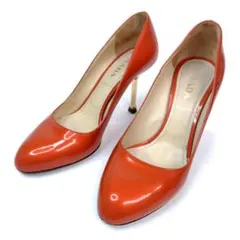 プラダ パンプス オレンジ 36 ピンヒール エナメル