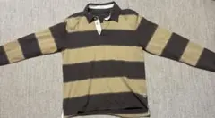 Eddie Bauer 長袖ポロシャツ M ブラウン/ベージュ