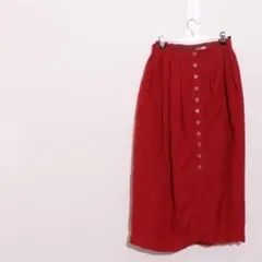 美品 ANTGAUGE ロング丈フレアスカート 麻混 レーヨン レッド Mのサムネイル