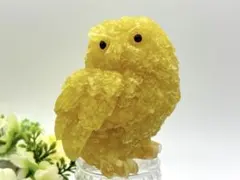 縁起物　天然石　フクロウ　オルゴナイト　シトリン　大型