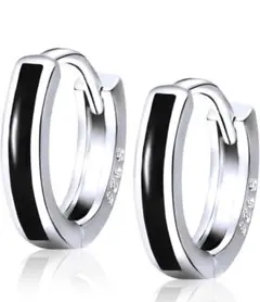 ピアス メンズ レディース フープピアス 男女兼用 ブラック 黒 シルバー925