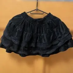 GRL ブラック コーデュロイ フリル ミニスカート M
