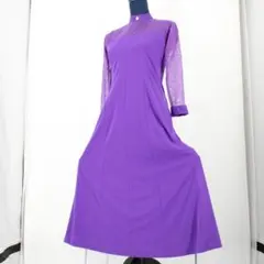 【美品 社交ダンス衣装】ワンピース ドレス 紫 かわいい 可愛い 清楚 シック