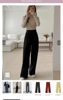 センタープレスストレートパンツ ブラック