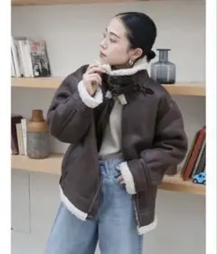 人気！Ungrid フェイクムートンボアブルゾン