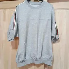 ストライプデザイン 五分袖 スエット