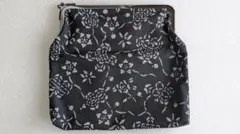 花柄布製がま口ポーチ