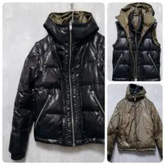 Y2K 00s PPFM リバーシブル ダウンジャケット ベスト 光沢 短丈