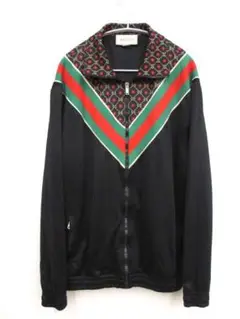 美品 GUCCI ジャカードジップジャケット GG総柄 トラックジャケット XL GUCCI(グッチ) / ジャージ/M/コットン/NVY/総柄/GGジャカード