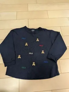 【美品】POLO×petitmain クマ刺繍 ネイビー トレーナー 110