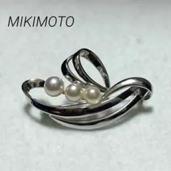 美品✨MIKIMOTO ミキモト パール 本真珠 ブローチ 3珠 リーフ NHKのサムネイル