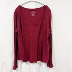 アメリカンイーグル Soft & Sexy ワッフルカットソー XL ボルドー