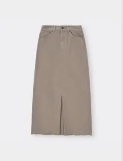 GU デニム　スリット　ナローロングスカート　ブラウン　S