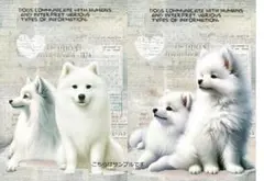 パネル生地 犬 日本スピッツ