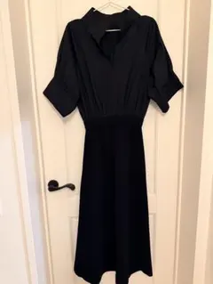 stylingブラック 半袖 ロングシャツニットワンピース