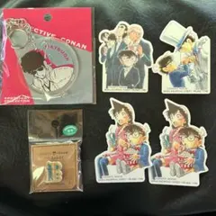 コナン探偵社 アクリルキーホルダー ステッカー 少年探偵団ピンバッジ