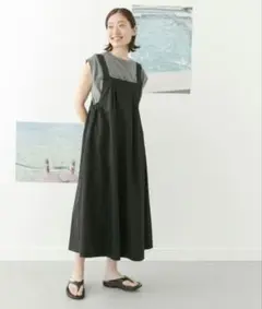 URBAN RESEARCH DOORS ブラック ロングキャミワンピース