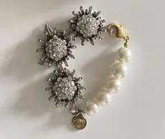 《美品》Soierie ブレスレット   パール＆フラワーひまわり バングル