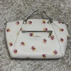 コーチ優雅な花柄かわいい形ハンドバッグ極美品！romanticデザイン最高 