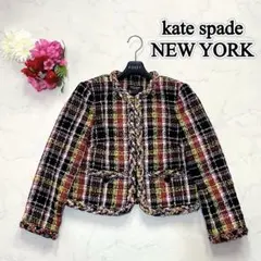 極美品　【現行タグ】　ケイトスペード　アート プラッド ツイード ジャケット　0