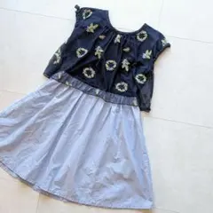 【apres les cours】120 レモン 刺繍 コットン ワンピース