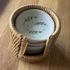 植物模様の箸置き/カトラリーレスト　5個とバスケットセット