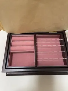 未使用箱付G-WOOD木製ジュエリーボックス ミラー付きワイン