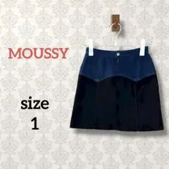 マウジー【1】デニムスエードミニスカート 台形 ドッキング Aライン カジュアル