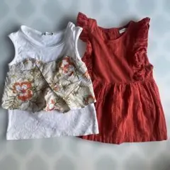 branshes タンクトップ白＆nextチュニック赤２枚セット　100cm