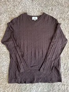 CALVIN KLEIN ブラウン Vネック 長袖Tシャツ