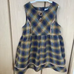 ジャンバースカート ネイビー イエロー チェック