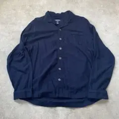 00s lands' end ランズエンド パジャマシャツ 長袖シャツ ネイビー