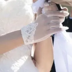 ウェディンググローブ ホワイト レース装飾