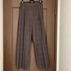 【未使用】レディースM)グローバルワーク　あったかウツクシイージー　茶チェック