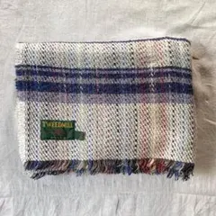 【美品】TWEEDMILL 大判 ウールブランケット 紺系 チェック 英国製のサムネイル
