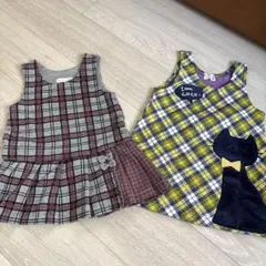 チェック柄ノースリーブワンピース2点セット