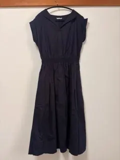 ネイビー Vネック 半袖 カットソーワンピース　38