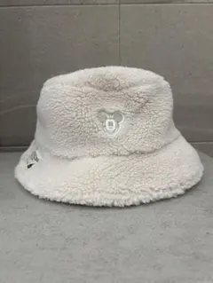 ディズニー　ボア　モコモコ　バケットハット　ホワイト　ミッキー　帽子
