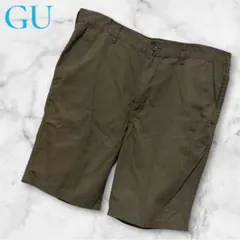 GU ジーユー メンズ チノハーフパンツ オリーブ カーキ Lサイズ