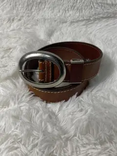 本革 レザーベルト ブラウン オーバルバックル ヴィンテージ アメカジ