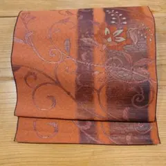 名古屋帯 花柄 オレンジ系