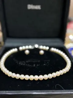 花珠　アコヤ真珠ネックレス&イヤリング7.5〜8.0㎜　pt 900 鑑定書付き