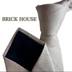 BRICK HOUSE ピンクベージュ ダイヤモンド柄チェック柄シルク製ネクタイのサムネイル