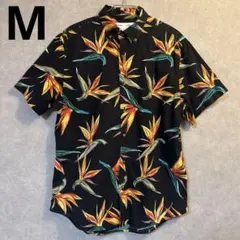OLD NAVY 古着 アロハシャツ 半袖シャツM 00s ブラック 極楽鳥花のサムネイル