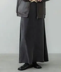 crewre クルーレ ストレッチベロアストレートスカート 3 ブラック